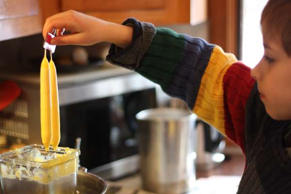 Candle making with kids